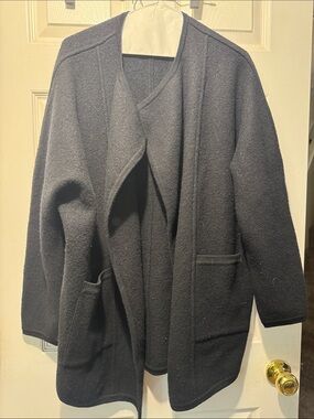 Madewell Oversized Relaxed Fit Merino Wool Cardigan Sweater black XS/S